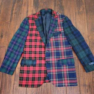 Brooks Brothers Tartan Plaid Patchwork Blazer Mens Size 40S
